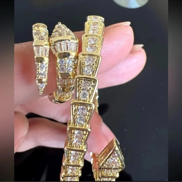 Serpenti Gold Snake Crystal Bracelet&Ring Set - Picture 8 of 12